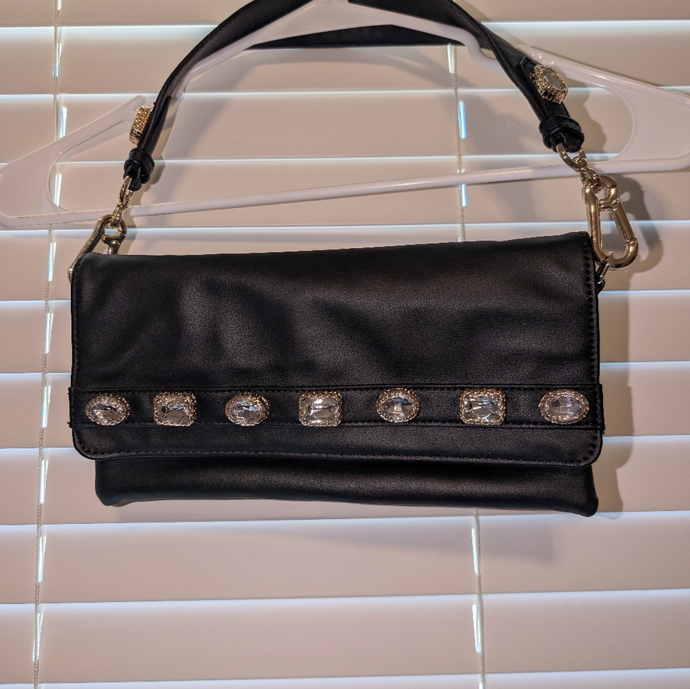 Steve Madden Elegant Black Handbag with Crystal Accents